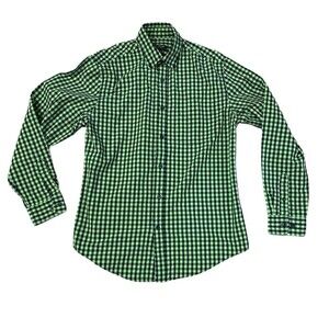 John Bartlett S Consensus Long Sleeve Button Up Green Blue Gingham Check ￼